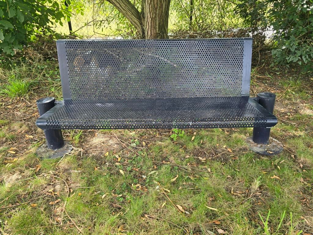 Stevige aluminium tuinbank zitbank tuinstoel blauw, Tuin en Terras, Ophalen of Verzenden, Gebruikt, Aluminium