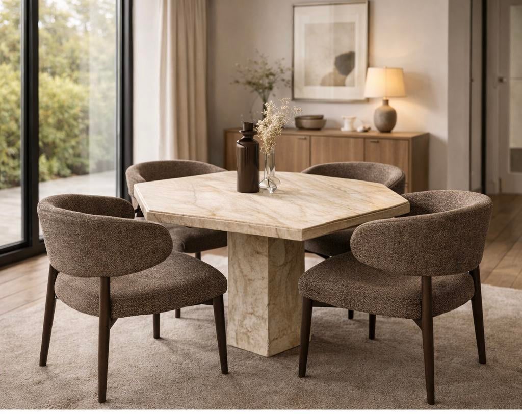 Vintage Zeshoekige Marmeren Eettafel, Ophalen