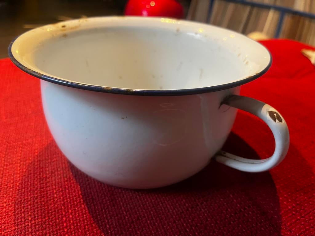 Antiek emaille kom pispot bedpan, Antiek en Kunst, Ophalen of Verzenden