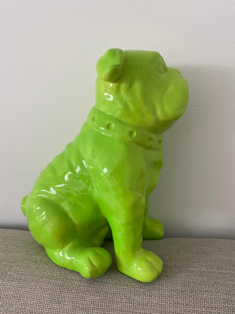 Spaarpot groene hond (porselein), Ophalen, Nieuw, Steen, Aardewerk of Keramiek, Dier