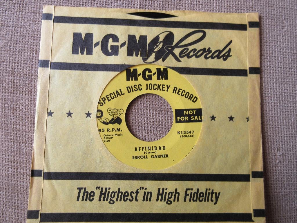 Erroll Garner ‎– Affinidad / That's My Kick, 7 inch, Single, Ophalen of Verzenden, Zo goed als nieuw
