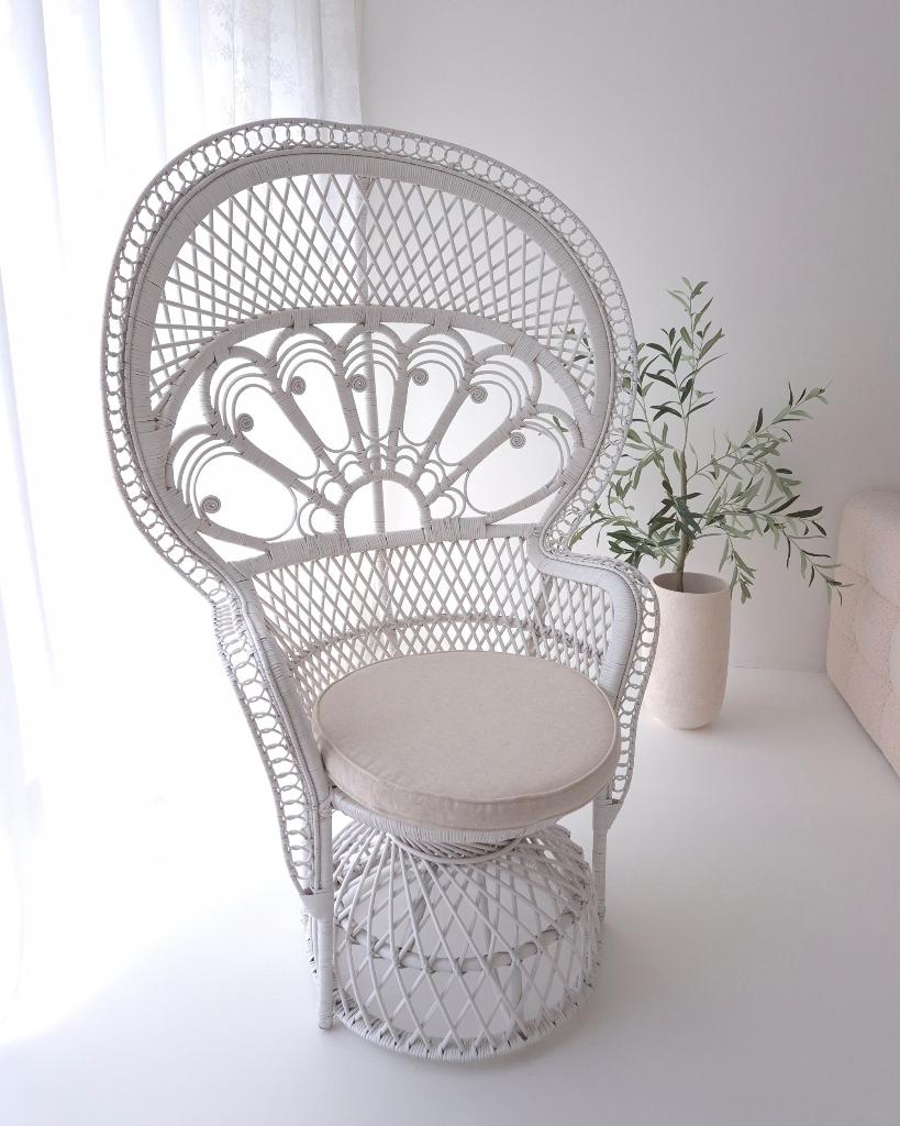 Witte pauwstoel van Maisons du monde, Ophalen, Minder dan 75 cm, Bohemian, Stof