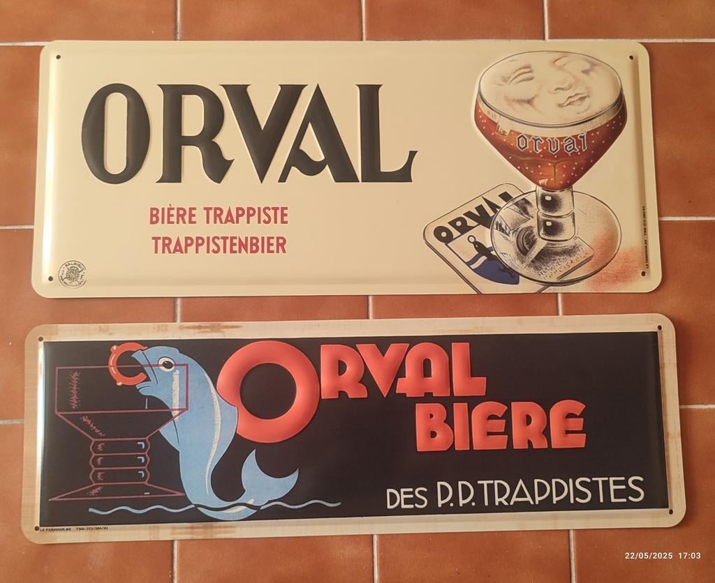 Deux plaques de l'abbaye D'ORVAL originales ., Enlèvement ou Envoi, Neuf, Panneau, Plaque ou Plaquette publicitaire, Autres marques