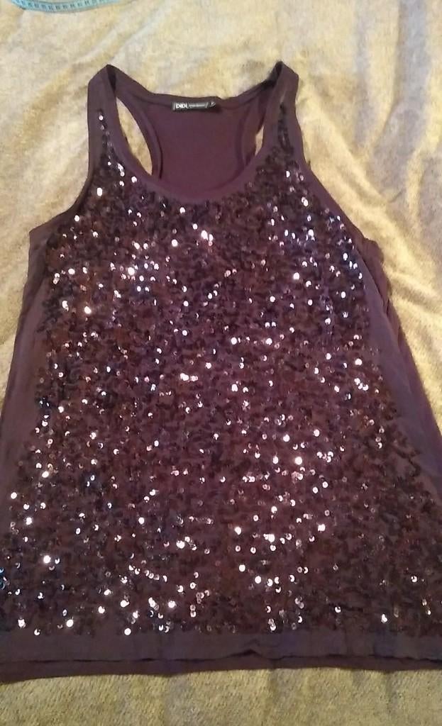 glitter topje paars maat L, Kleding | Dames, Topjes, Ophalen of Verzenden, Maat 42/44 (L), Paars