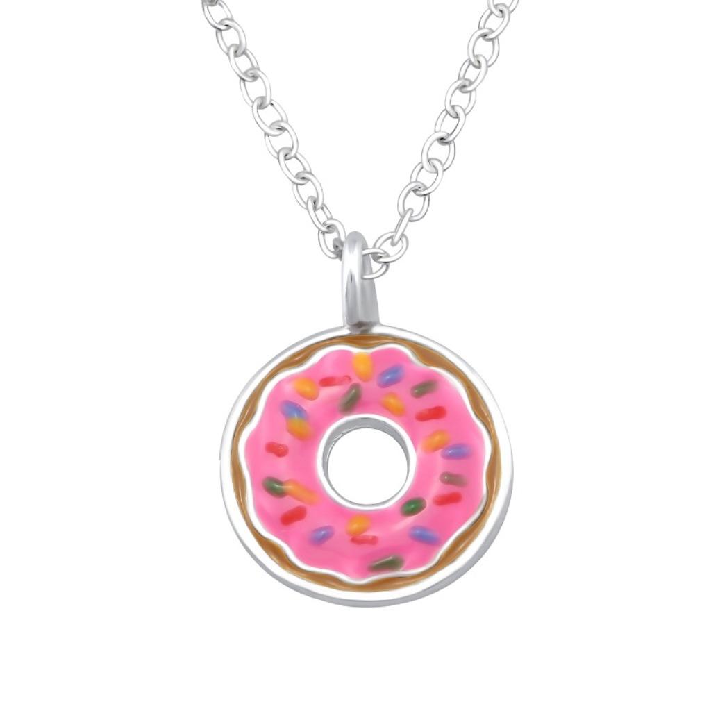 Kinderketting & -hanger donut 925 zilver, Ophalen of Verzenden, Nieuw, Hanger