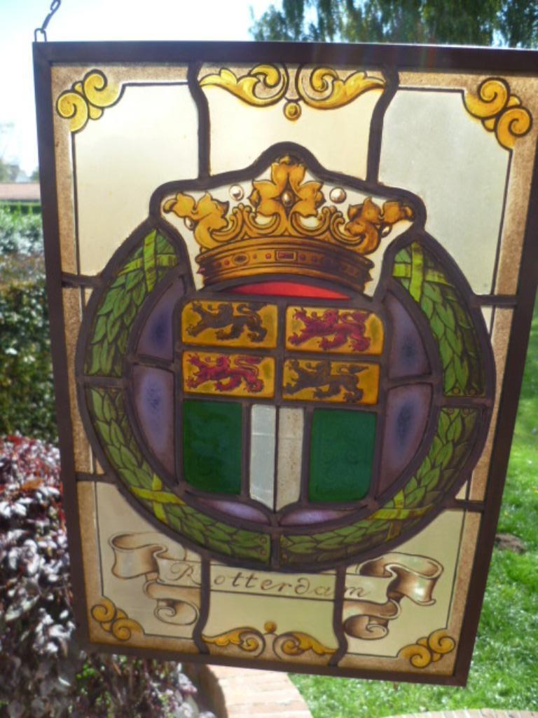 vintage glasraam Rotterdam wapenschild, Ophalen
