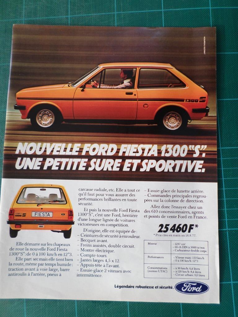 Ford Fiesta 1300 S - publicité papier - 1978, Enlèvement ou Envoi, Utilisé, Autres types