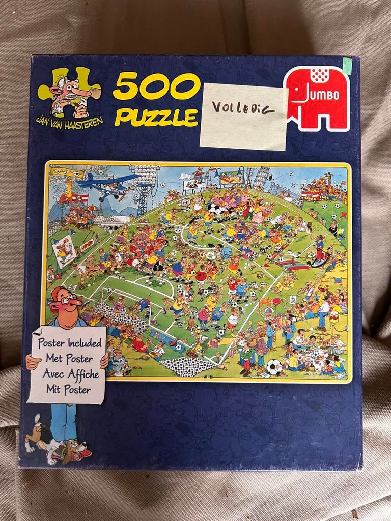 Jan van haasteren puzzel voetbal 500st, Ophalen of Verzenden, 500 t/m 1500 stukjes, Gebruikt, Legpuzzel