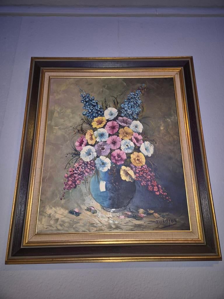 Groot schilderij van N.Verheyden. Afmeting 78cm/88cm, Antiek en Kunst, Ophalen