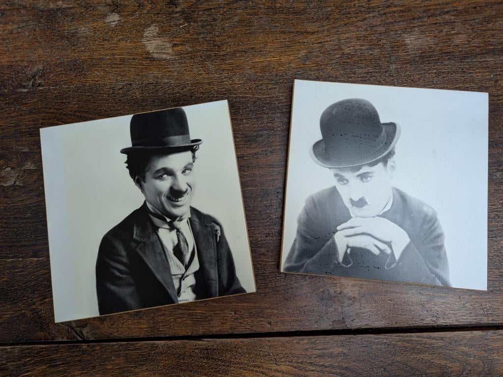 Charlie Chaplin print op hout, Ophalen of Verzenden, Zo goed als nieuw