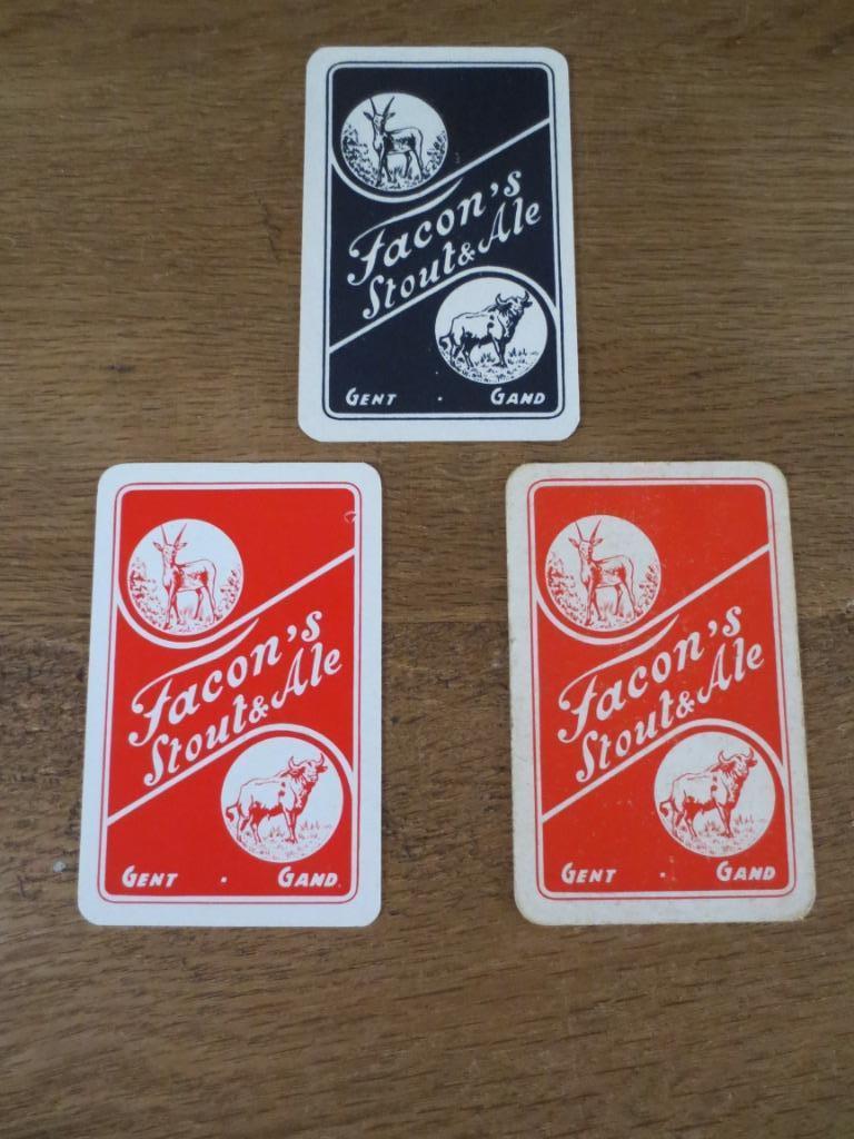 3 VERSCHILLENDE SPEELKAARTEN BIER BROUWERIJ FACON GENT, Ophalen of Verzenden, Gebruikt, Speelkaart(en)