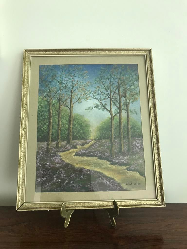Lijst kader pastel tekening heidelandschap heide landschap, Ophalen of Verzenden