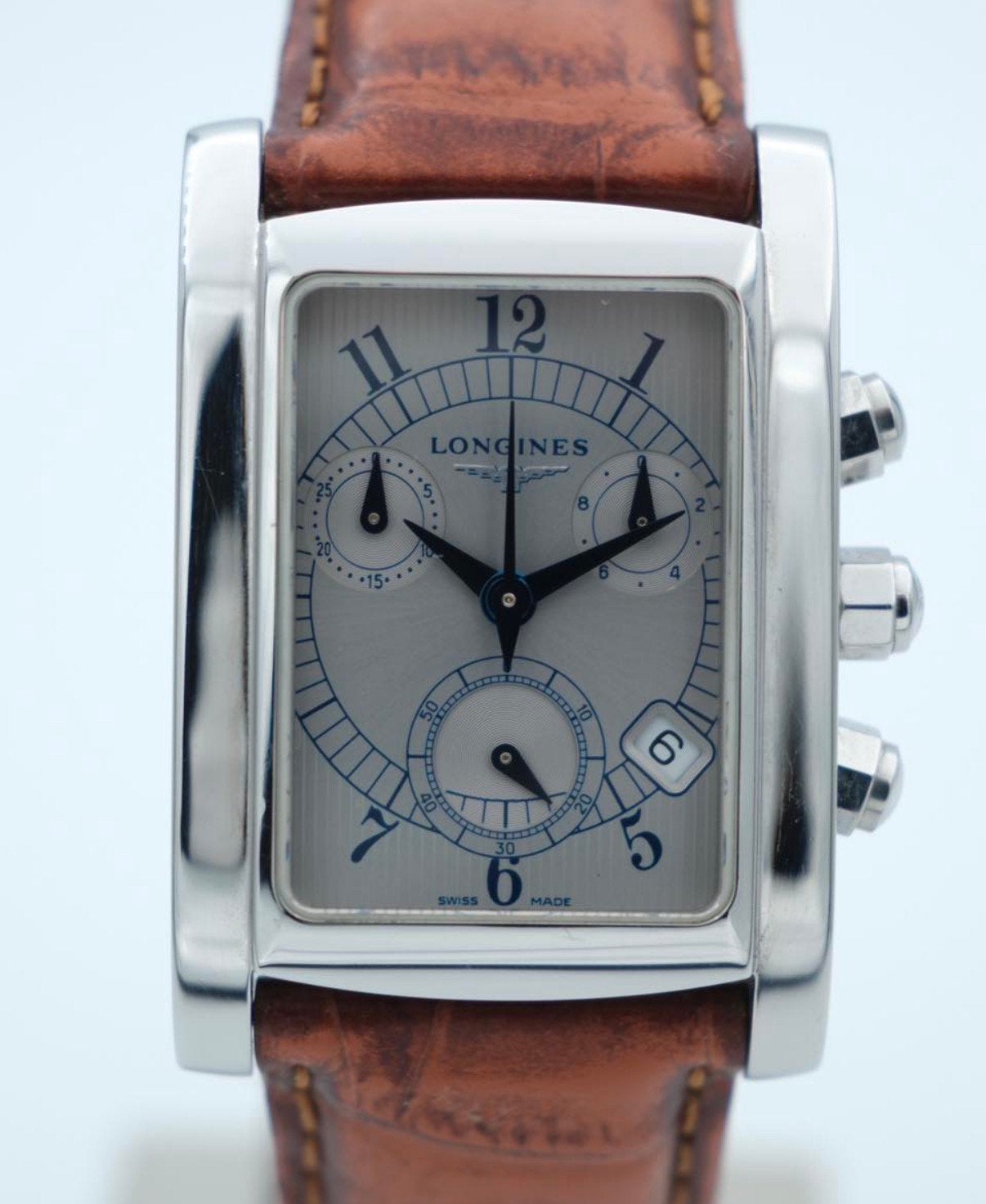 Longines DolceVita Chronographe, Bijoux, Sacs & Beauté, Enlèvement, Utilisé, Montre-bracelet, Cuir