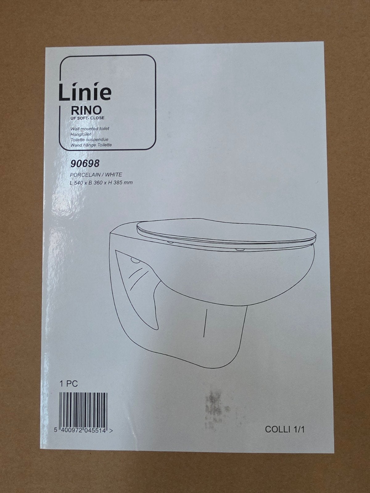 nieuw hang toilet WC Linie Rino soft close randloos, Huis en Inrichting, Ophalen, Nieuw