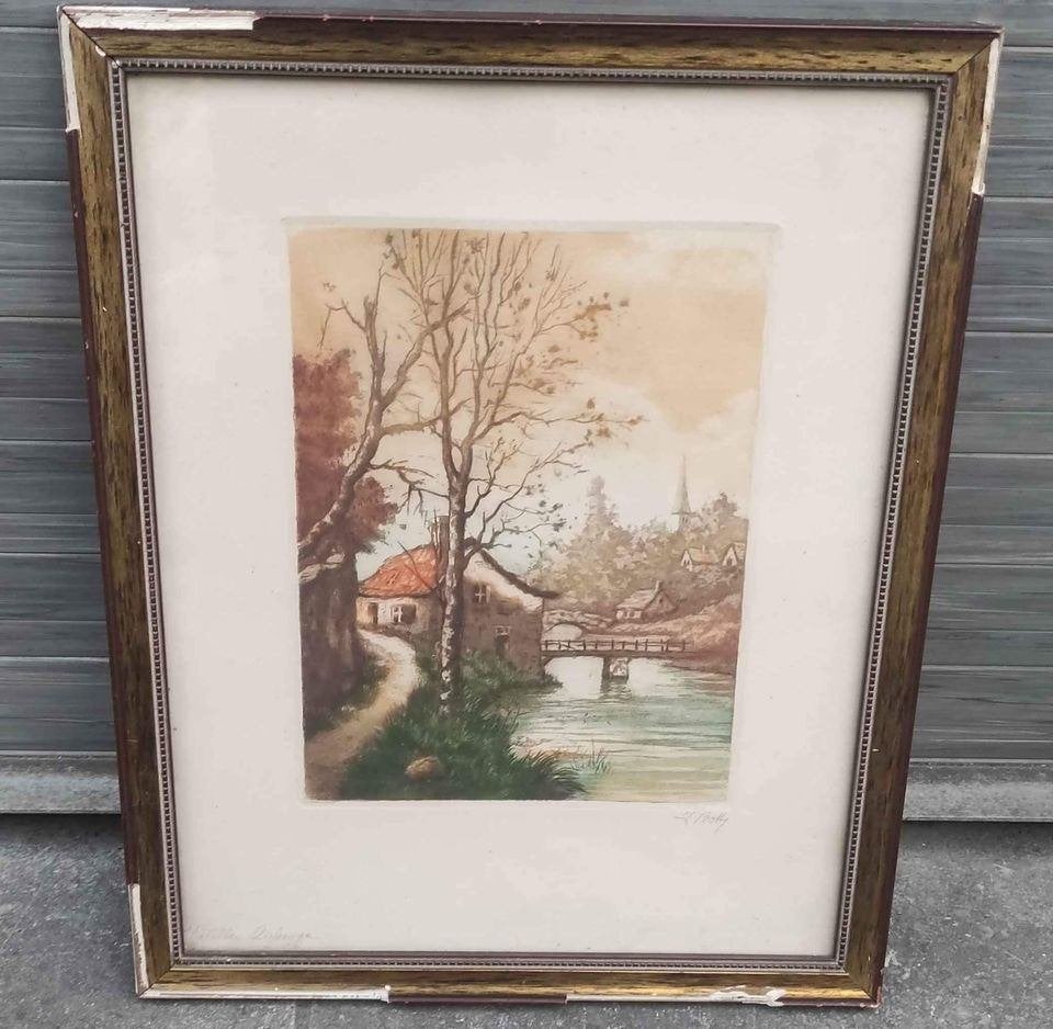 Gravure veille auberge signe bolly, Enlèvement ou Envoi, Gravure