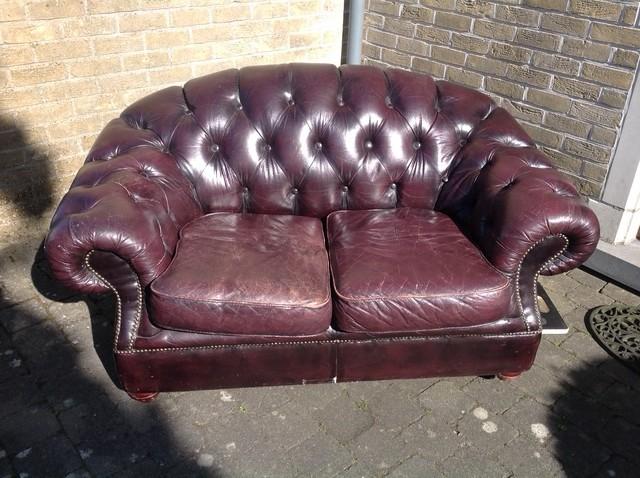 Chesterfield 2-zit, Huis en Inrichting, Zetels | Zetels, Ophalen, Gebruikt, Tweepersoons, Leer