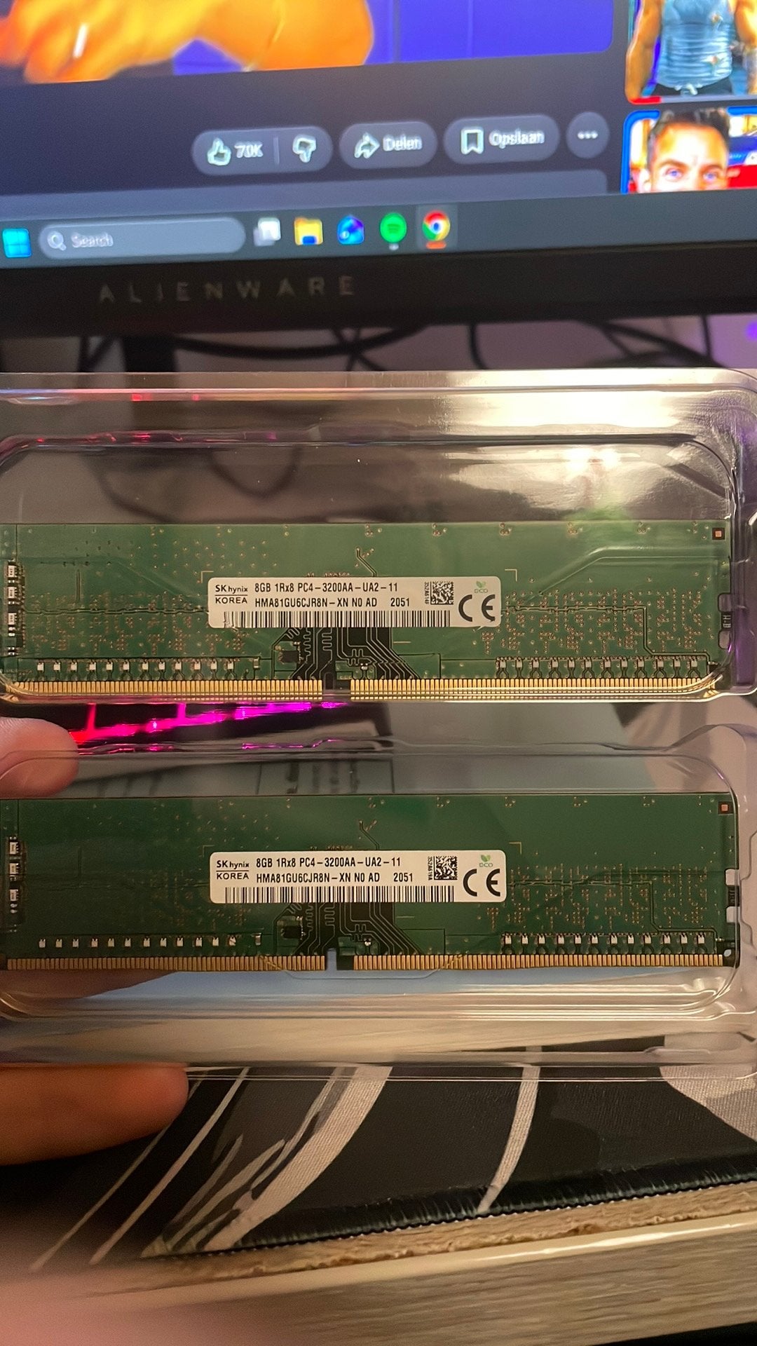 2x8. 16gb ram 3200mt  ddr4, Ophalen, DDR4, Zo goed als nieuw, Desktop