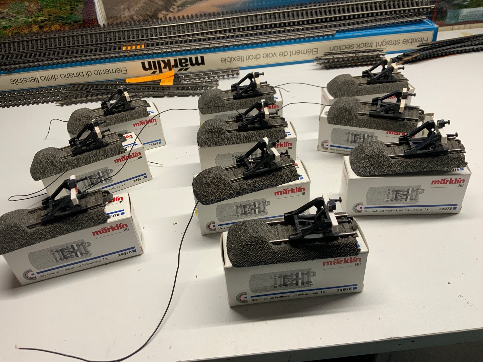 LOT DE 10 HEURTOIRS ECLAIRES VOIE C MARKIN 24978 AVEC BOITES, Enlèvement ou Envoi, Utilisé, Rails, Märklin
