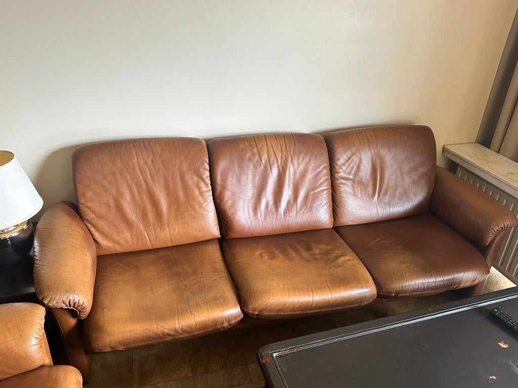 Vintage lederen zetels, Huis en Inrichting, Ophalen, Gebruikt, Leer, Vintage