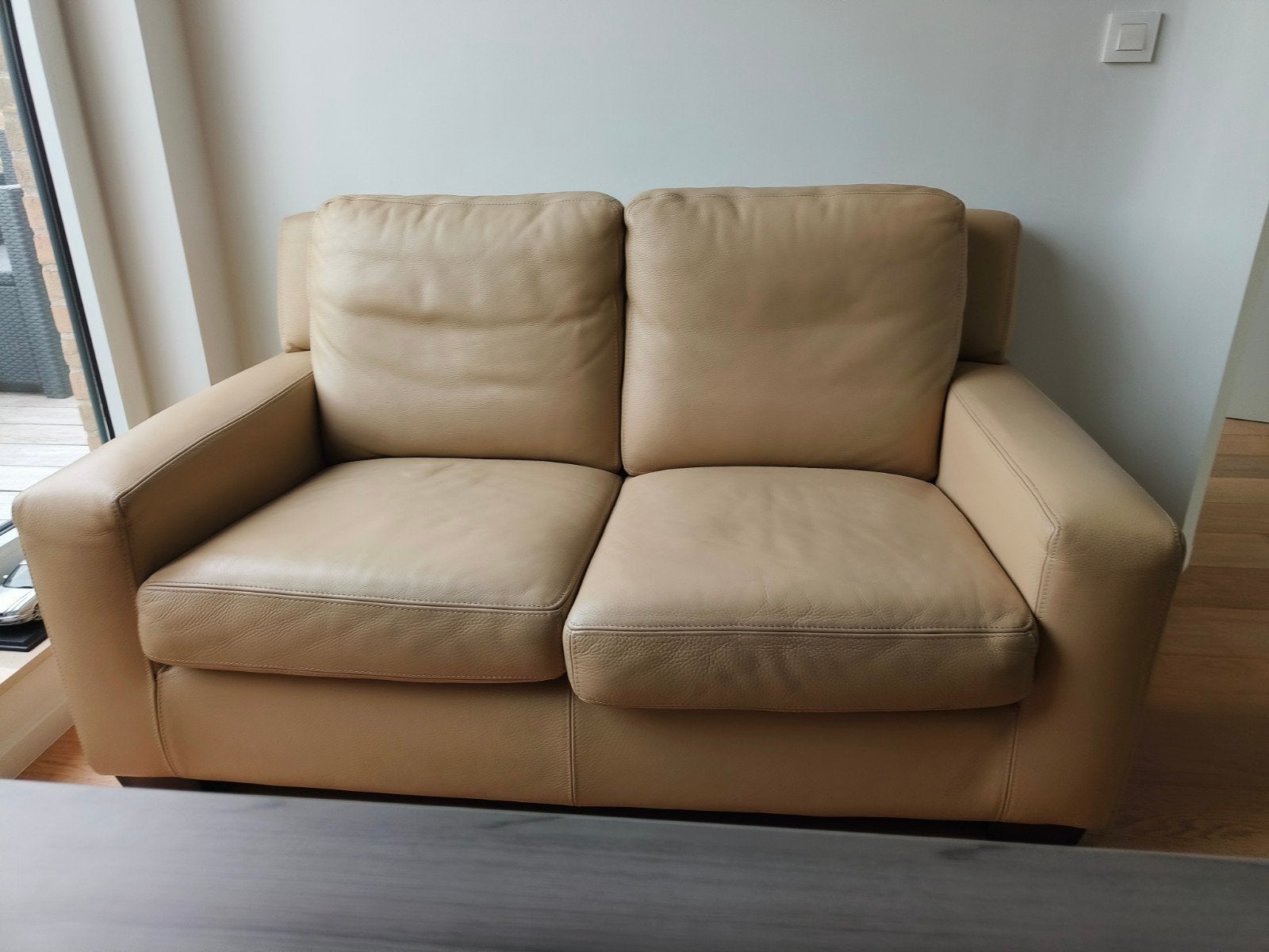 2 zit in leder in zeer goede staat, Maison & Meubles, Canapés | Salons, 75 à 100 cm, Comme neuf, Enlèvement, 150 à 200 cm