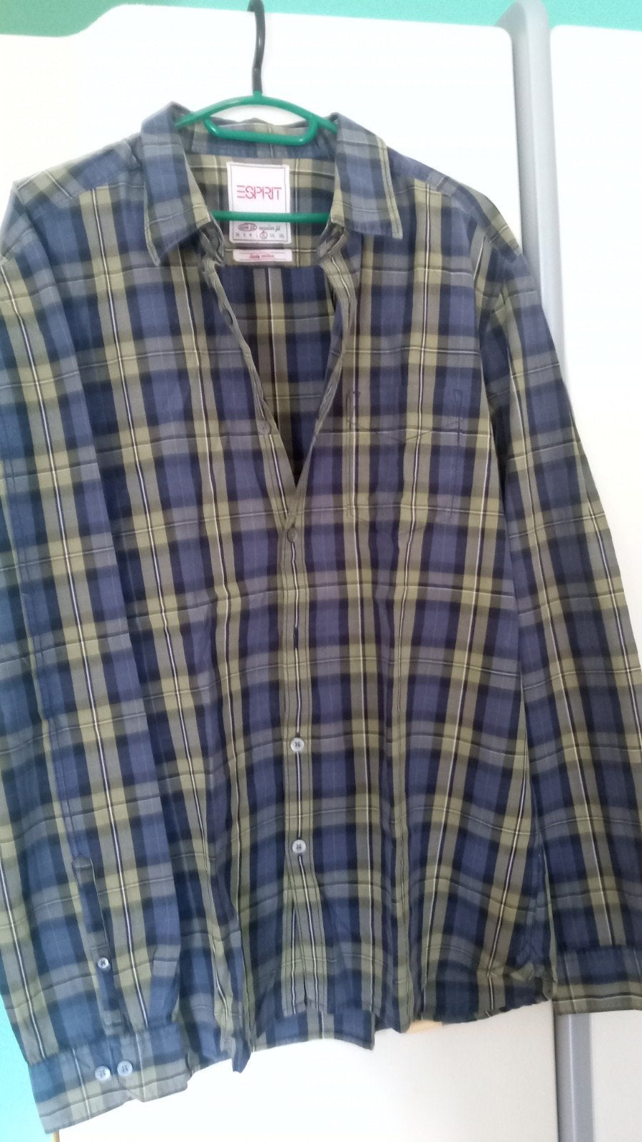 av chemise homme taille xl marque exprit a carreaux bleu jau, Tour de cou 41/42 (L), Enlèvement ou Envoi, Comme neuf, Bleu