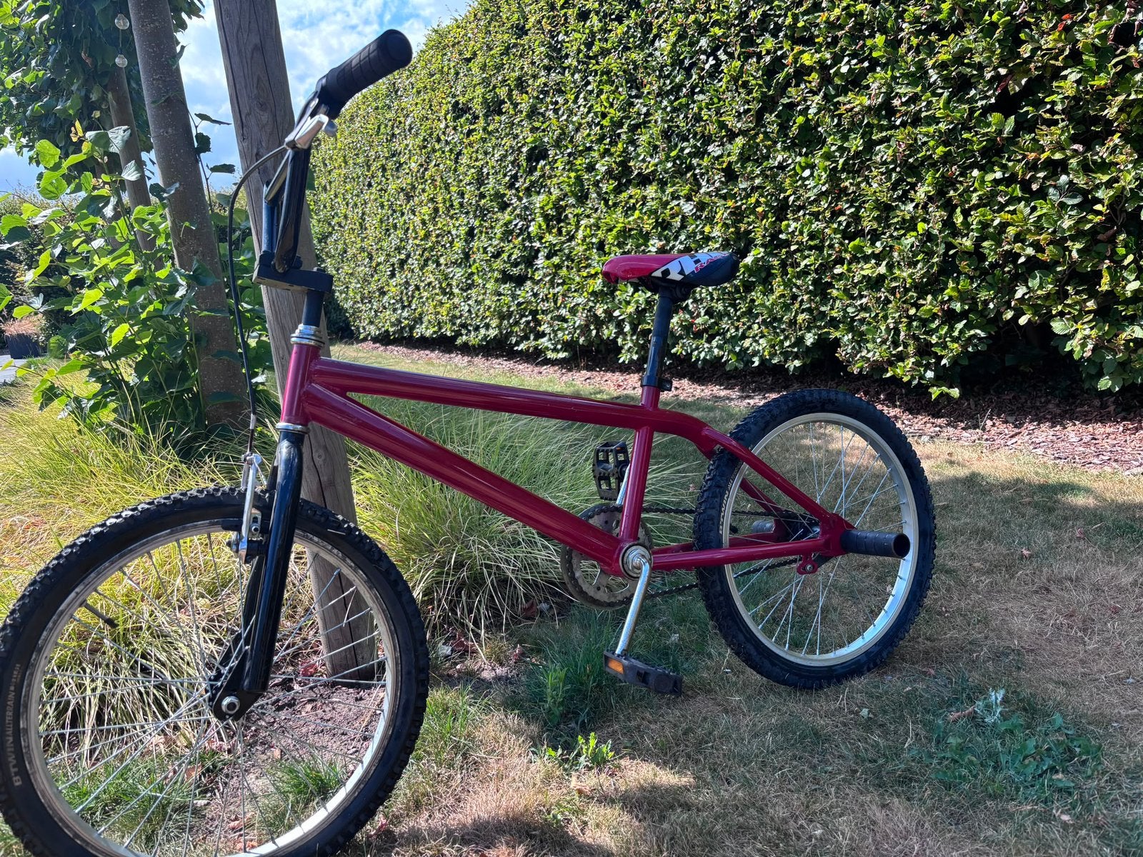 Leuke rode BMX 16 inch met achterpegs te koop., Frein à rétropédalage, Repose-pieds, Enlèvement, Acier