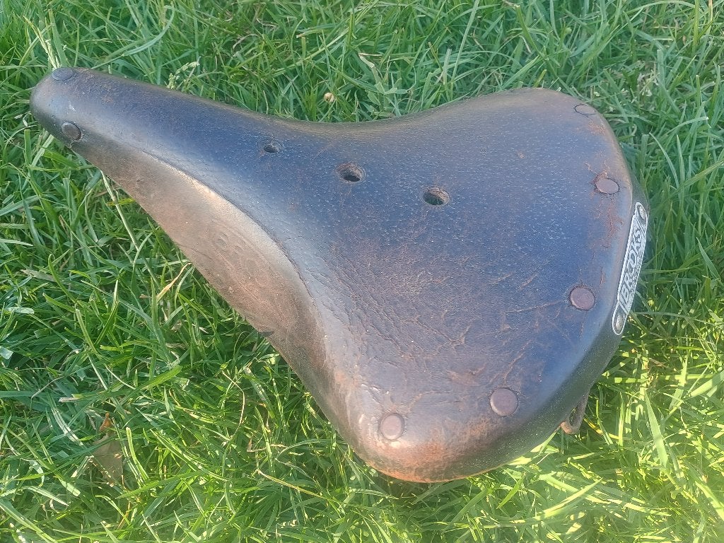 vintage Brooks lederen fietszadel B66, Gebruikt, Leer, Ophalen of Verzenden, Brooks