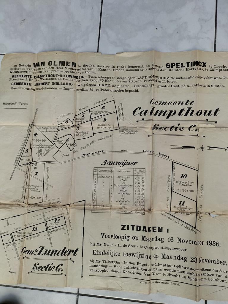 Aankondiging van een openbare verkoop van 2 boerderijen met, Enlèvement ou Envoi
