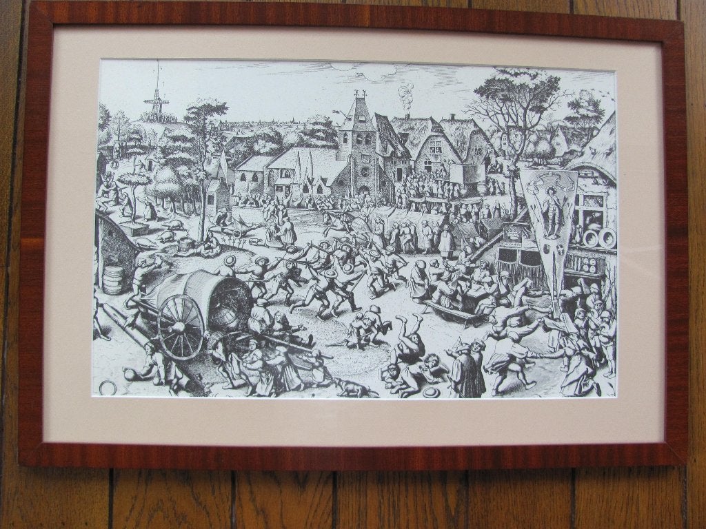 Prent van Pieter Bruegel de Oude St.-Joriskermis, Antiek en Kunst, Ophalen, Dagelijks leven, Ingelijst, 40 cm