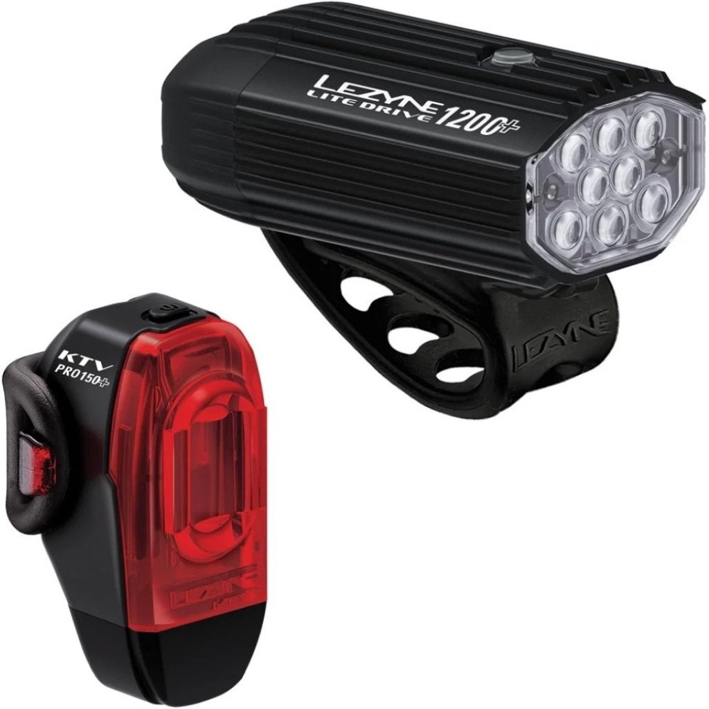 Lezyne Lite Drive 1200+ | KTV Drive Pro+ Verlichtingsset, Vélos & Vélomoteurs, Rechargeable, Set d'éclairage, Comme neuf, Enlèvement