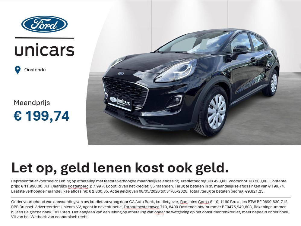 Ford Puma 1.0i Ecoboost mHEV 92kW Connected, Voorwielaandrijving, Stof, Automatische klimaatregeling, Zwart