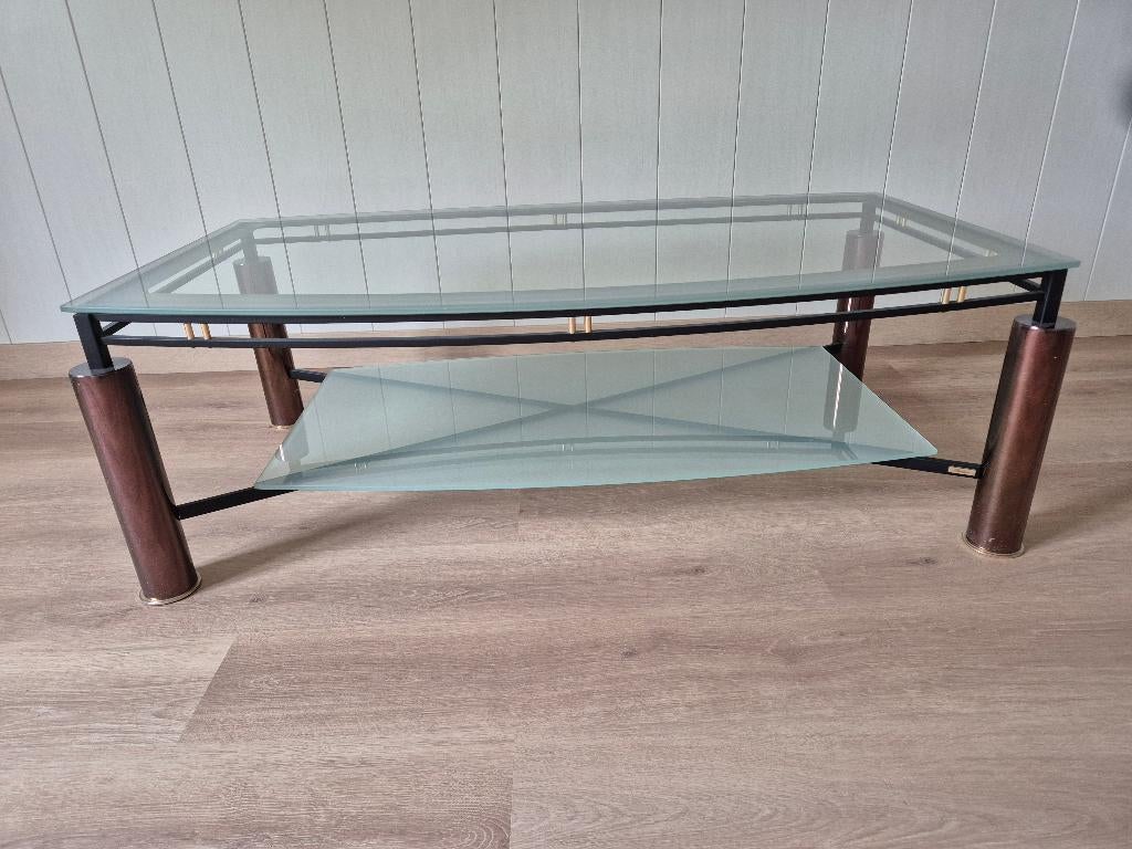 glazen salontafel, Ophalen, Gebruikt, 100 tot 150 cm, Fume met glazen leggers