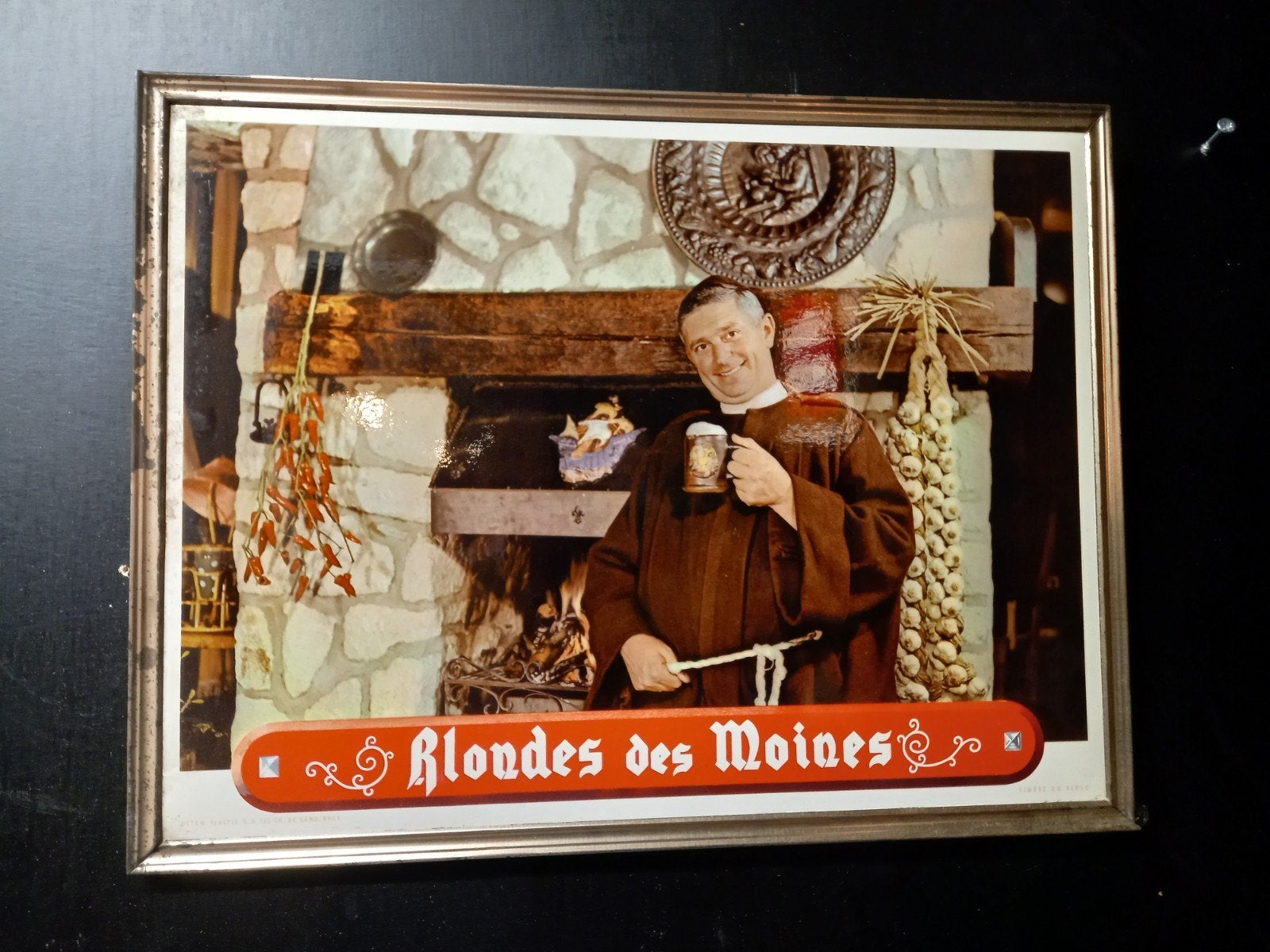Vintage Blondes des Moines reclamebord – Belgisch bier – ca., Ophalen, Gebruikt, Reclamebord