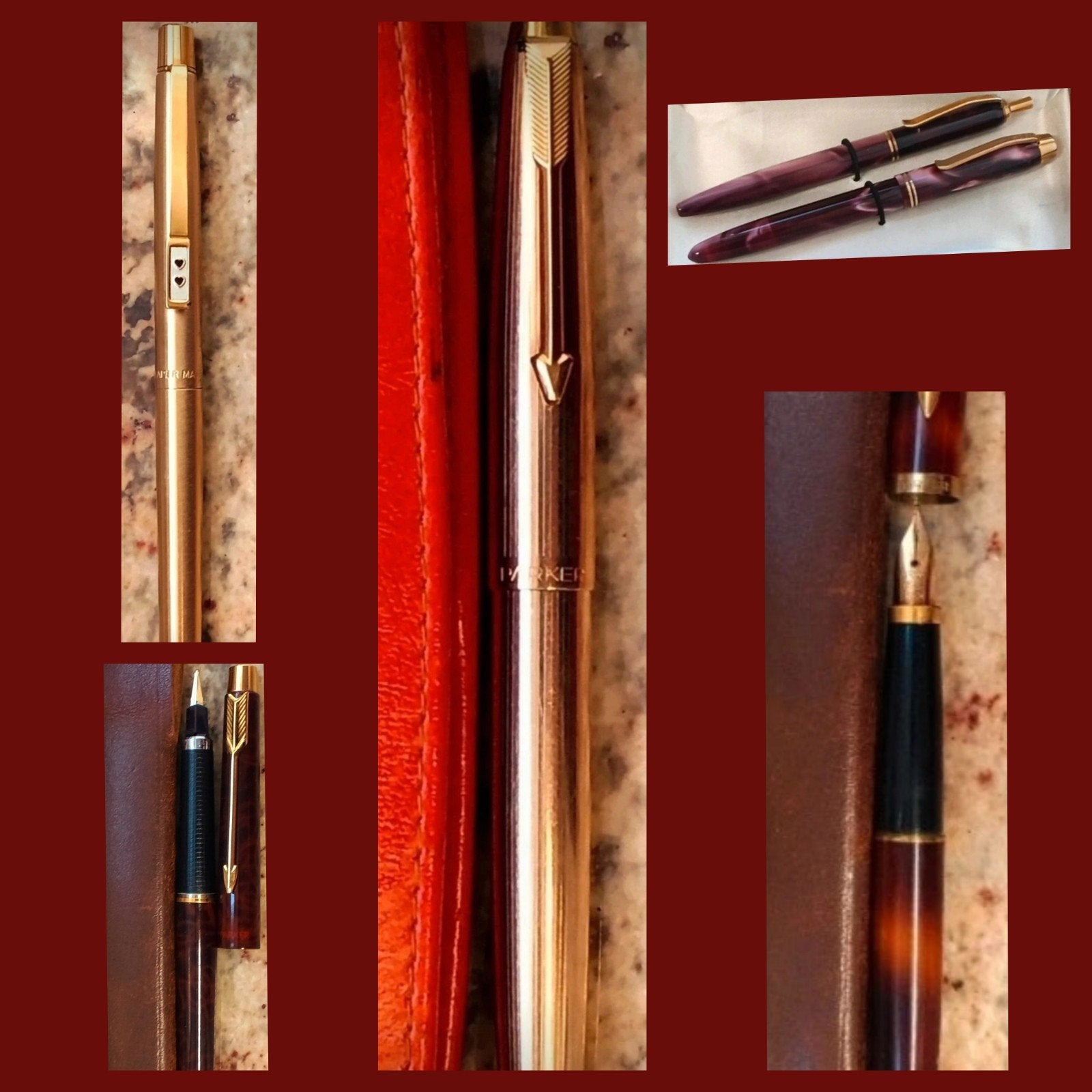 vijf vintage vulpennen te koop., Collections, Enlèvement ou Envoi, Comme neuf, Ensemble de stylos, Avec boîte