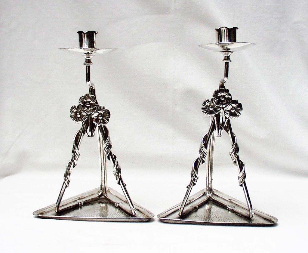 Paire de chandeliers Art Nouveau -, Enlèvement ou Envoi