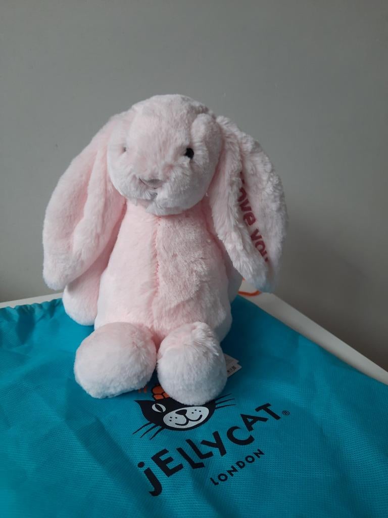 Jellycat Bashful Pink Bunny medium - I love you, Enlèvement ou Envoi, Neuf, Lapin
