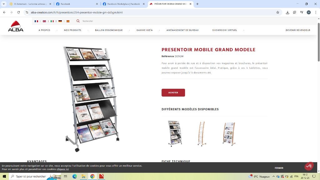Présentoir mobile neuf dans emballage!, Articles professionnels, Enlèvement