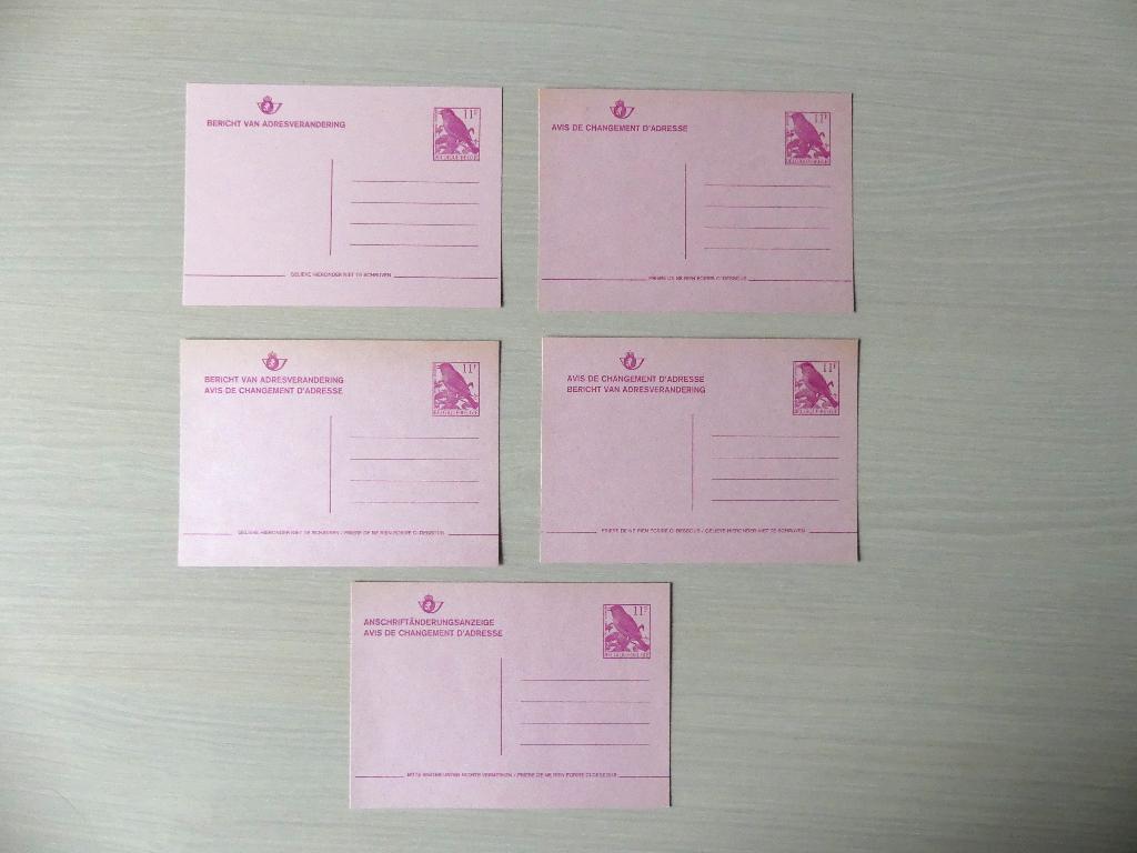 1992 5 Cartes postales changement d'adresse Buzin Tête noire, Enlèvement ou Envoi, Non oblitéré