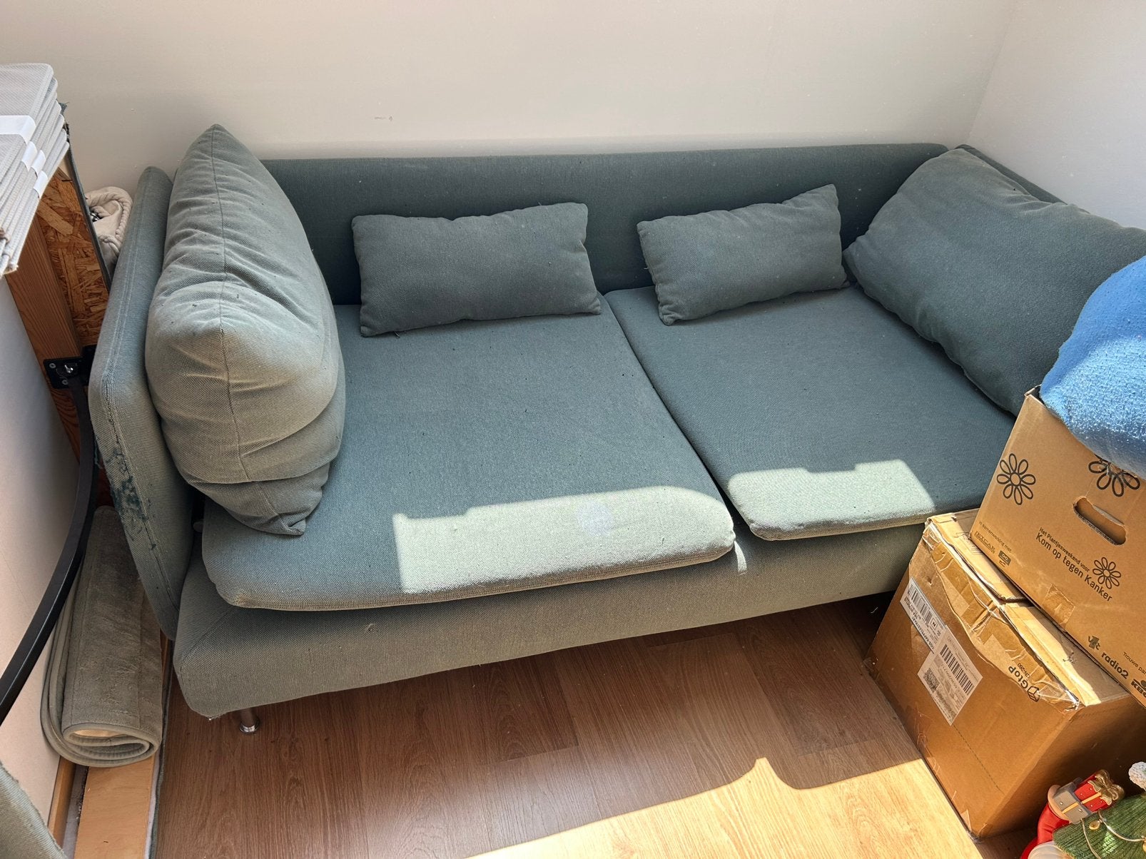 Ikea soderhamn 2 zit met leuning + voetenbank., Ophalen, Gebruikt