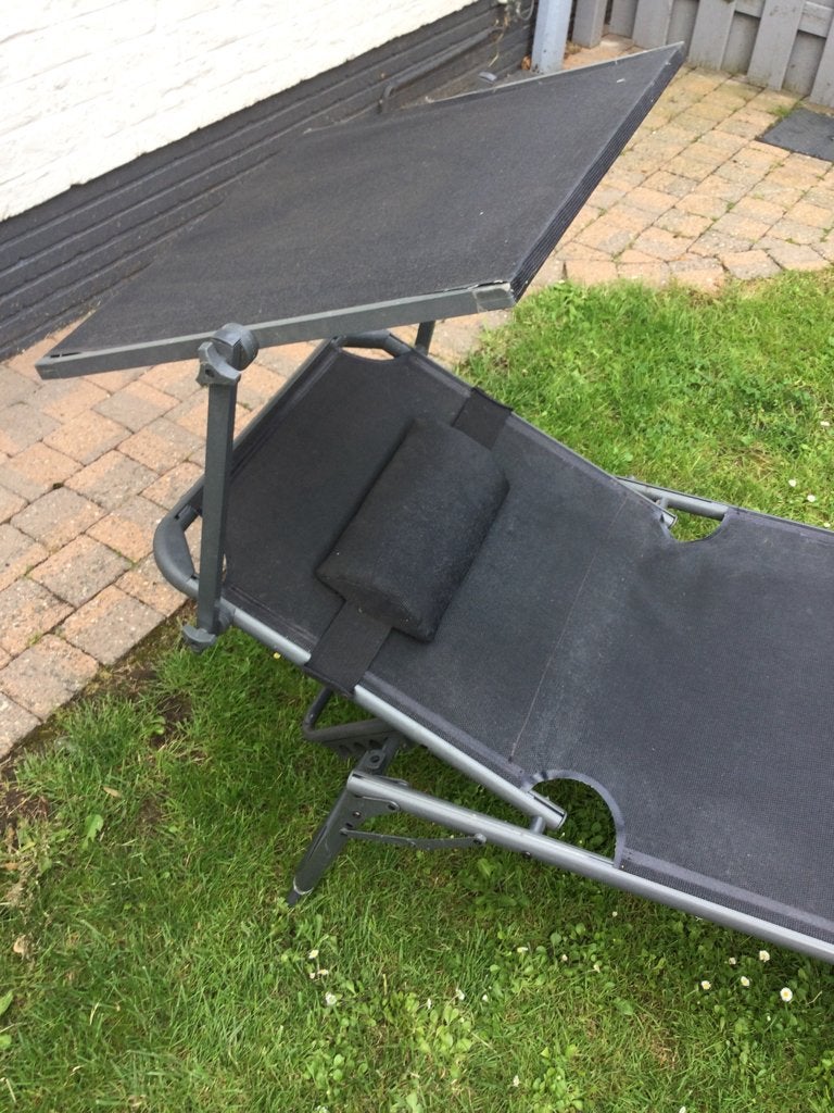 Chaise longue pour terrasse ou jardin avec pare soleil, Enlèvement, Comme neuf, Autres matériaux, Mobile
