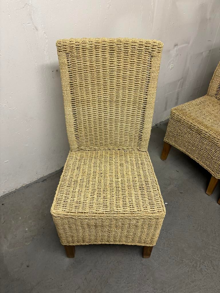 Riet en teak stoelen, Brun, Enlèvement, Osier ou Rotin, Cinq, Six Chaises ou plus