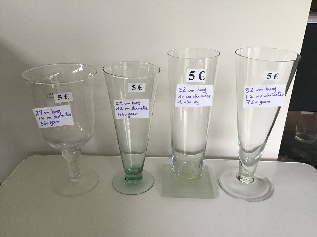 7 vases en verre pour seulement 5 euros par vase, Maison & Meubles, Accessoires pour la Maison | Vases, Enlèvement ou Envoi, Comme neuf