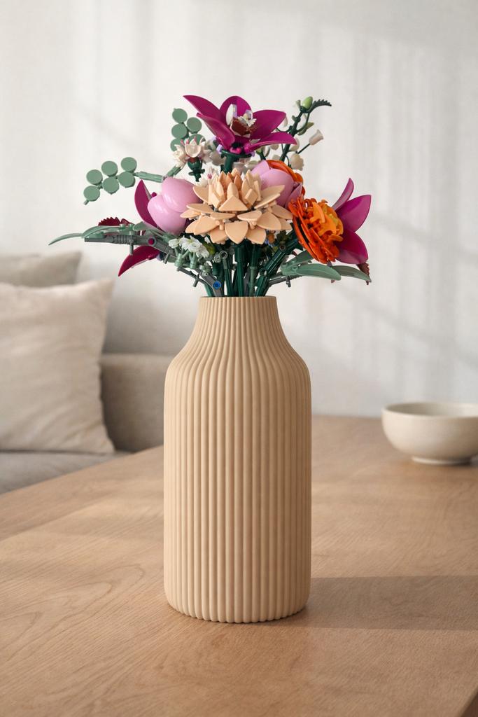 Moderne geribbelde 3D-geprinte designvaas, Verzenden, Nieuw