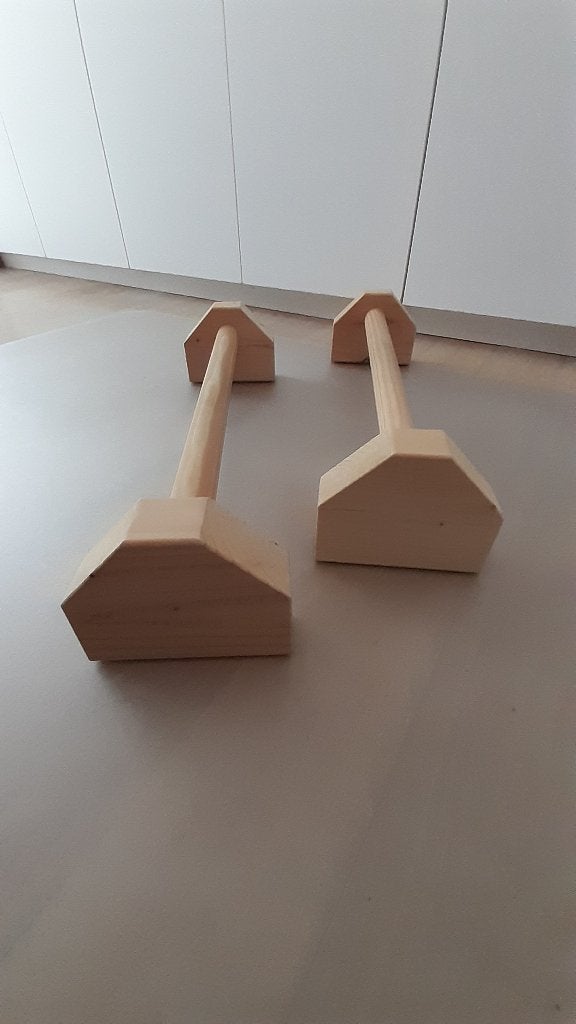 Opdruksteunen hout - Parallettes  50 cm, Sports & Fitness, Équipement de fitness, Enlèvement, Comme neuf, Bras, Barre de push-up