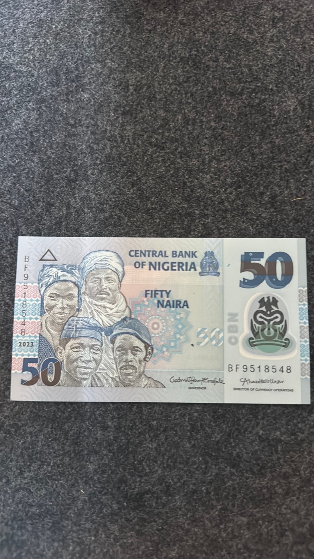 50 naira nigérian, Envoi