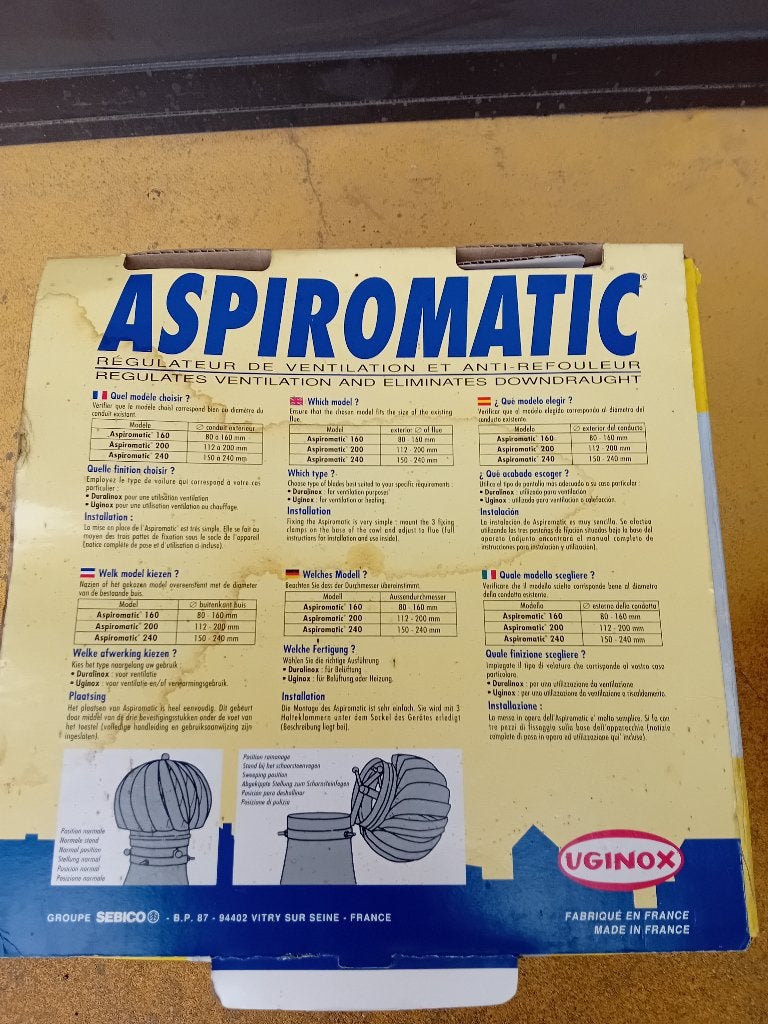 Aspiromatic afzuig Rook-verluchtingskannaal, Ophalen, Zo goed als nieuw, Ventilator en Afzuiger