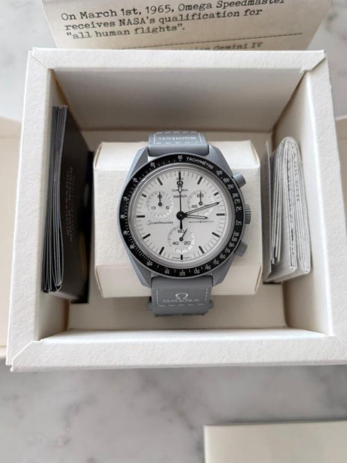 Omega Moonswatch 1965., Handtassen en Accessoires, Horloges | Heren, Ophalen of Verzenden, Zo goed als nieuw, Omega