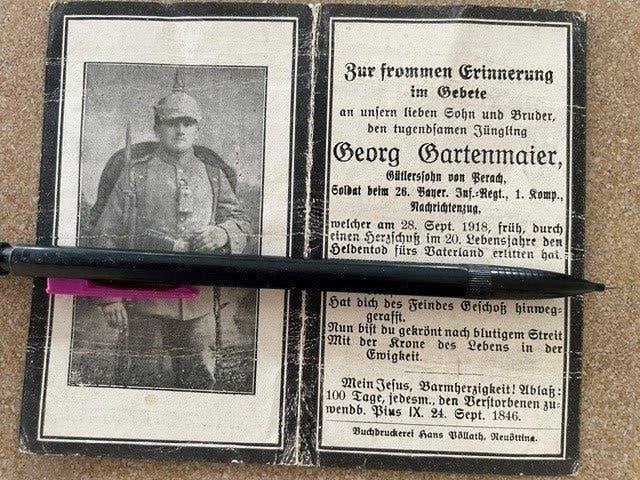 Soldat 26 Bayerisch Inf Gartenmaier " + Zonnebeke 28/9/1918, Verzamelen, Ophalen of Verzenden, Bidprentje