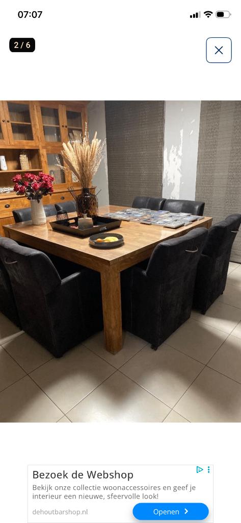 eettafel teak, Ophalen, 150 tot 200 cm, Zo goed als nieuw, Vijf personen of meer