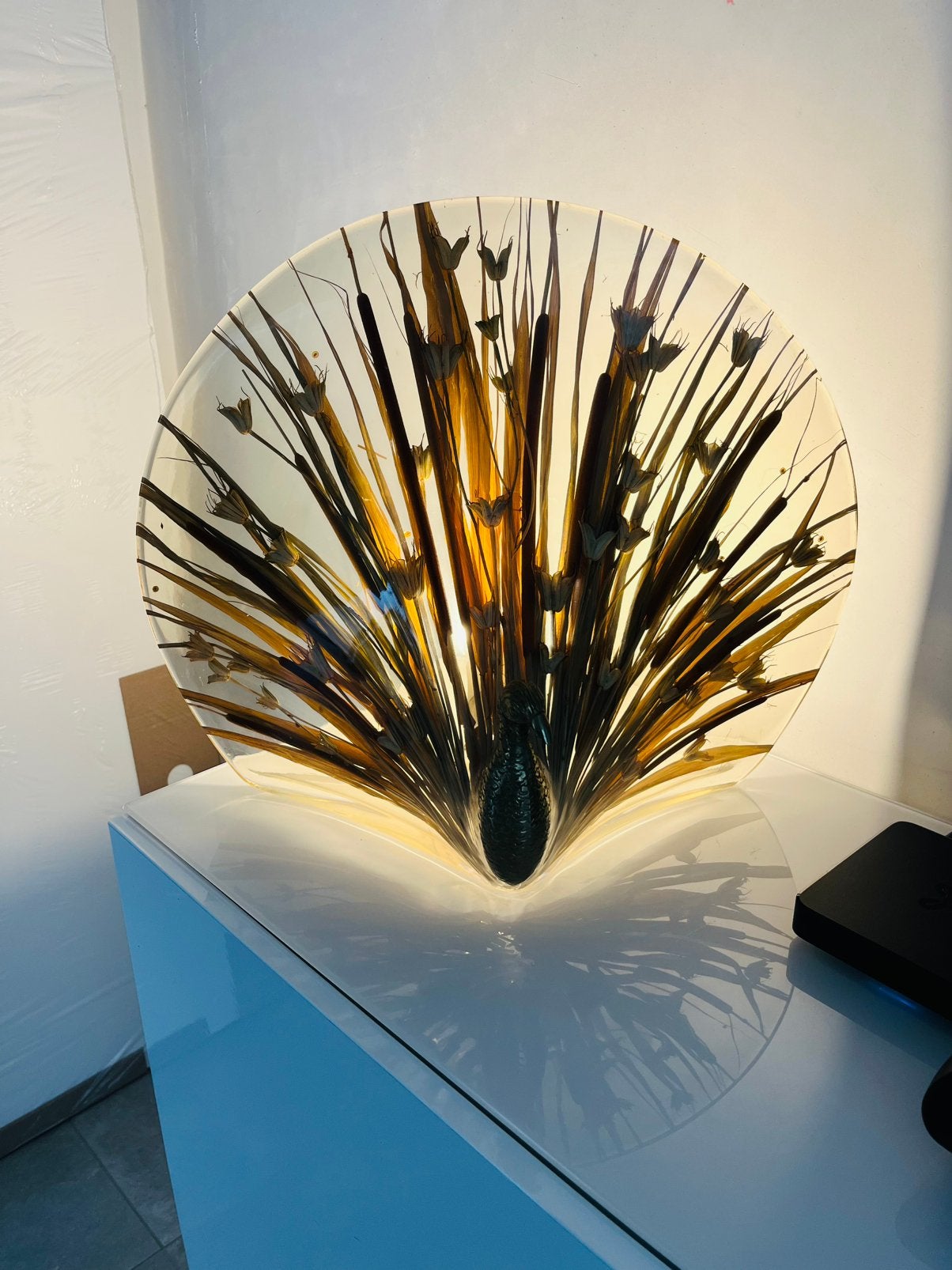 lampe de table vintage en forme de paon, Enlèvement, Utilisé